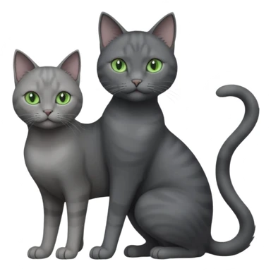 full body view of beautiful female solid dark grey cat with green eyes, grey face, white toes/paws and white patch on her chest sticker