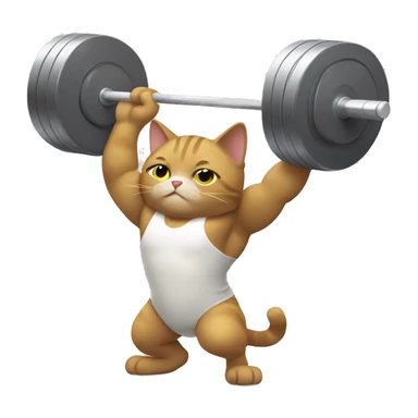 Cat doing Olympic weightlifting with barbell sticker