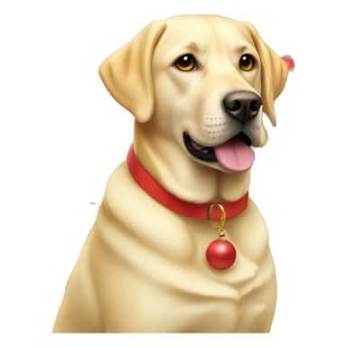 Yellow labrador with santa’s hut sticker