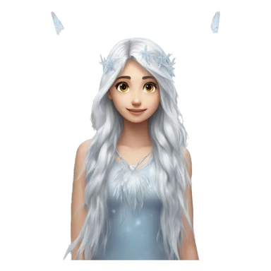 big wings, silver, feather, icy ,snowflake, Beautiful, fairy, long hair sticker