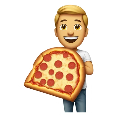 a guy with a big slice of pizza sticker