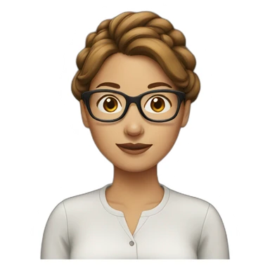 woman with brown hair bun and glasses sticker
