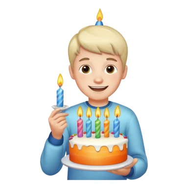 boy with birthday cake sticker