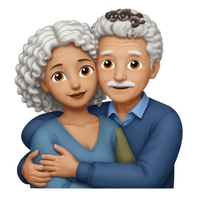 Old man hugging brown skin curly hair woman sticker