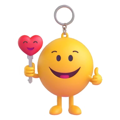 3D smiley emoji, round shape, in love: heart key, smiling face, no body sticker