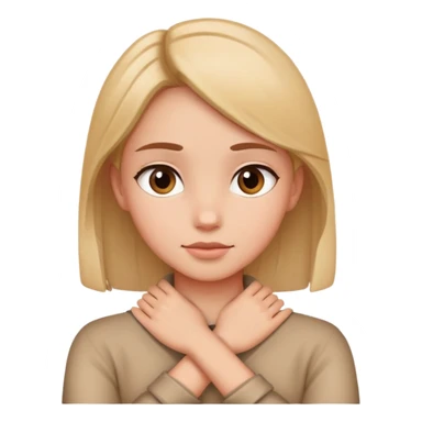 girl with her hands crossed around her neck sticker