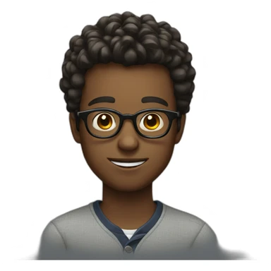 serious boy with glasses smiling  sticker