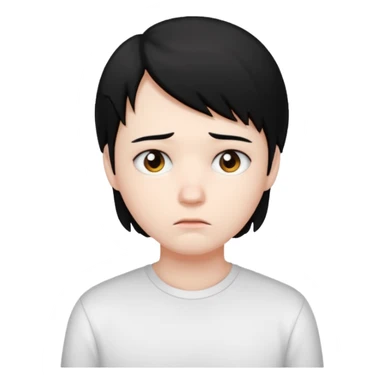 sad student black hair sticker