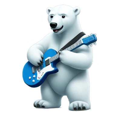 polar bear playing blue electro guitar sticker
