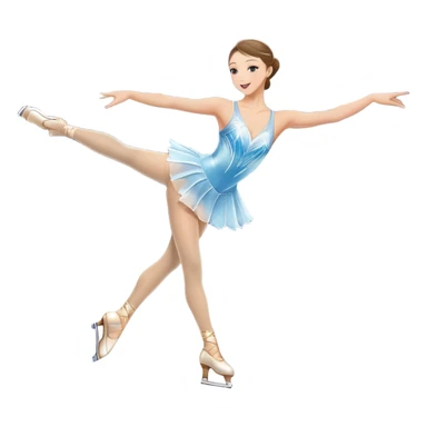 An icon featuring a graceful figure skater performing a spin on the ice. The background includes a grand ice rink palace with shining spotlights and cheering spectators in the stands. Transparent background highlights the elegance and artistry of figure skating sticker
