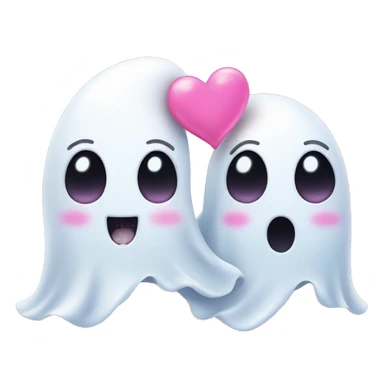 Two cute Ghost Friends with pink Little Hearts  sticker