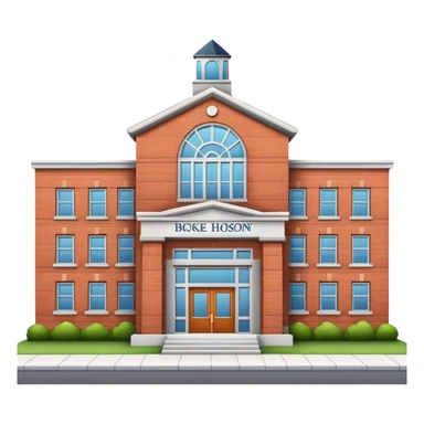 School building with a name plaque sticker