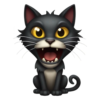 scared open mouth black medieval cat, gothic style sticker