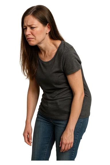 fai immagine identica ma di una donna con capelli lunghi, iperrealistico 4k, postura storta con spina dorsale storta sticker