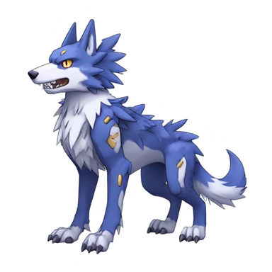  Cool Edgy Digimon-Fakemon-Garurumon-Loogamon-Dorulumon-Wolf with edgy markings full body sticker