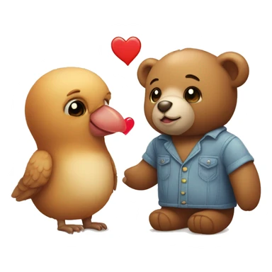 teddy bear and lovebird in love  sticker