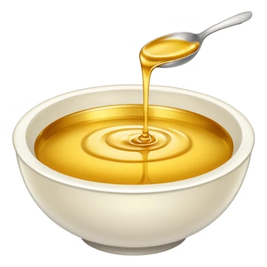 white bowl of gold liquid, vibrant gold color, smooth, no spoon, simple, clear sticker