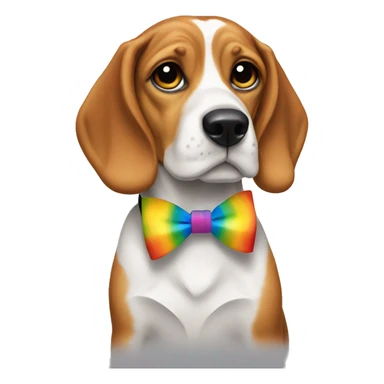 Beagle with rainbow bow tie sticker