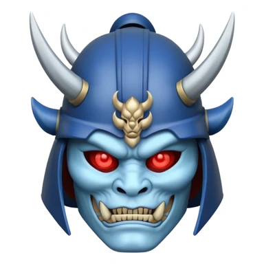 blue oni with samurai helmet face sticker