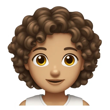 Curly brown hair girl kinda tan skin hazel eyes and shorter dark brown curly hair body medium skin sticker
