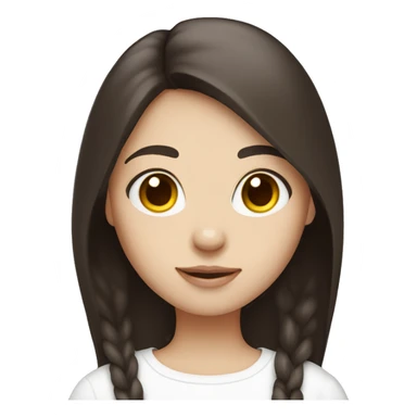 Dark brown straight hair girl holding white fluffy cat  sticker