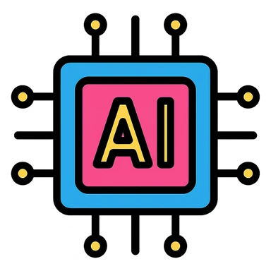 artificial intelligence icon, modern, minimal, digital, no text sticker