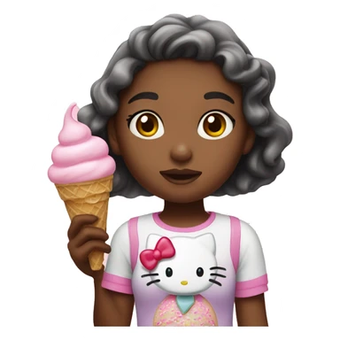 Girl with hello kitty ice cream sticker