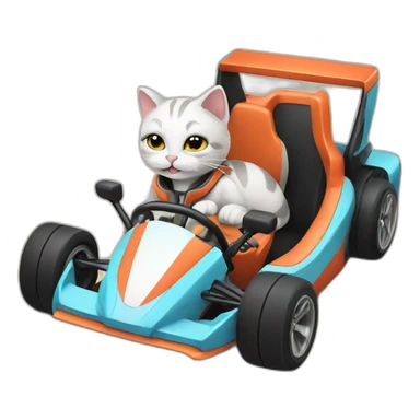 Cat in a karting car sticker