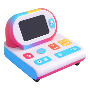 Enhance the image to look more like a 3D emoji, depicting a modern hospital device such as a heart monitor or medical scanner. Keep the design playful, rounded, and colorful with no background. sticker