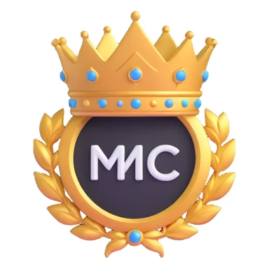 White circular emblem with crown sticker