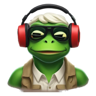 Pepe the frog playing Valorant on his desktop pc with a red headset on sticker