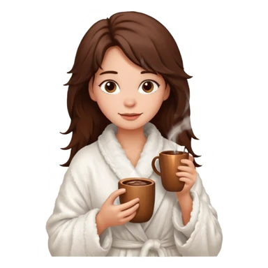 {
      "type": "human",
      "look": "fluffy robe woman, messy hair, holding cup of cocoa",
      "description": "a woman in a fluffy robe with messy hair, holding a cup of cocoa"
    } sticker
