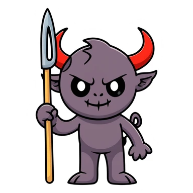 cute little demon with pitchfork sticker