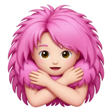 pink hug emoji with hair sticker