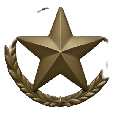 U.S. war veteran, laurel wreath circle with 5-pointed star, bronze finish with  natural patina sticker