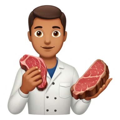Man holding a steak sticker