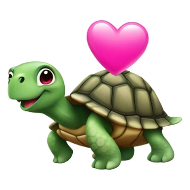 Turtle holding a pink heart sticker