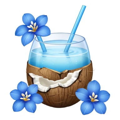 coconut drink with blue flowers sticker