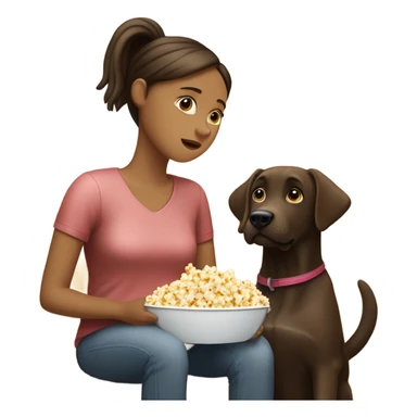 Brown lab watching movie with girl owner sticker