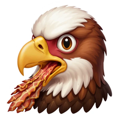 A eagle that looks scared and afraid eating bacon  sticker