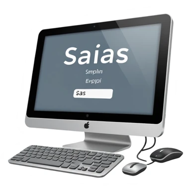 technical looking computer with text "SaaS" sticker