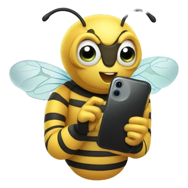 bee holding a phone in his hands sticker