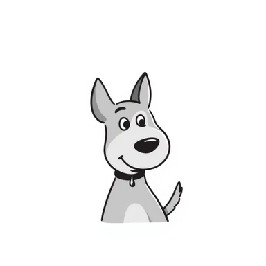 A Doberman dog with pointy ears and sleek body in pastel colors (dd9fb0, ffc6d3, a3bfc9, c4bee2, f1b091), hand-drawn doodle style sticker