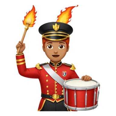 A loud fan with a marching drum, beating it with fiery enthusiasm. sticker