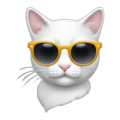 White whinny cat with shades sticker