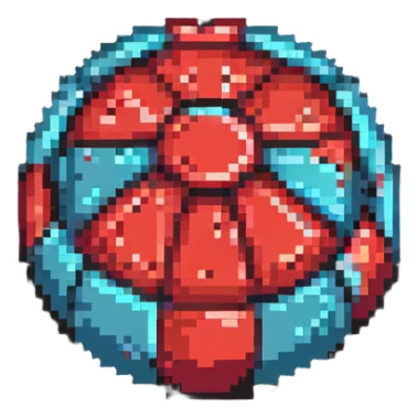 Red digital bomb, round bomb body with red highlights and details, no timer, fierce design, pixel art style sticker