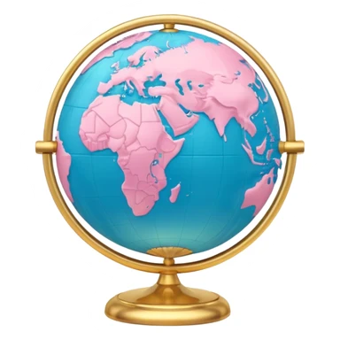 Pastel pink globe with gold continents, high-end design sticker
