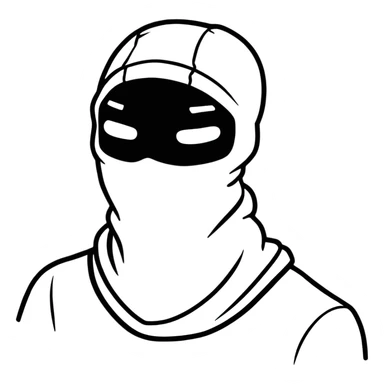 A cool hustler wearing a white balaclava and looking confident sticker