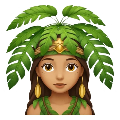 a girl with jungle wearing a large leaf headgear bye  sticker