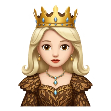Queen wearing a bark-patterned dress sticker